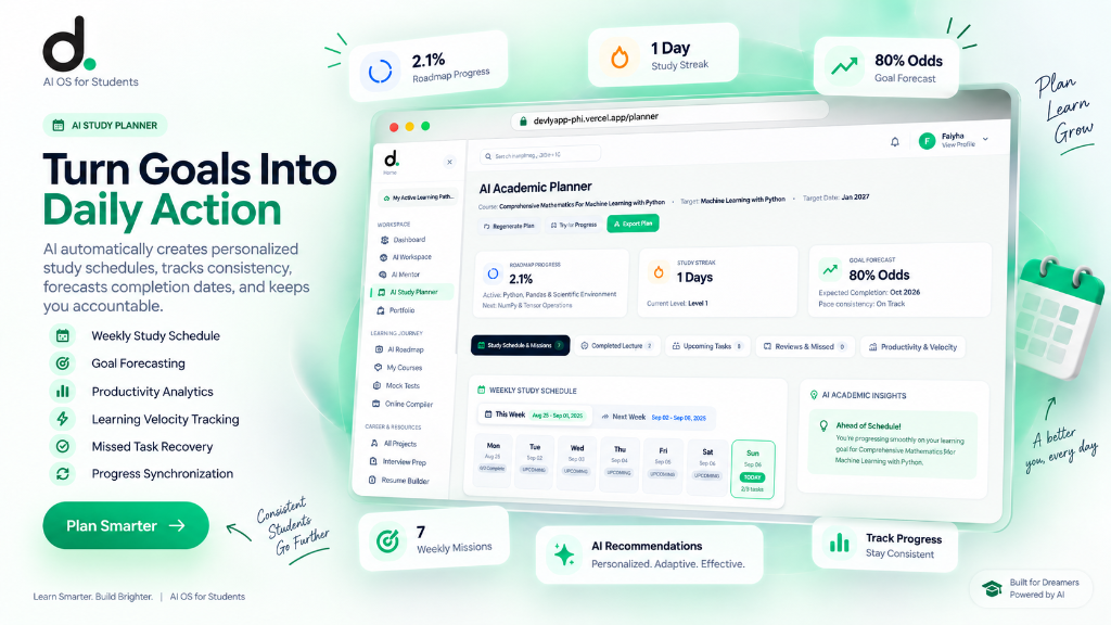 DevLy AI Academic Study Planner Showcase